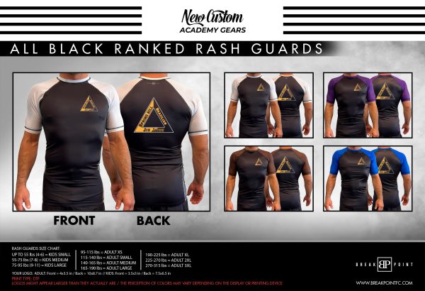 Spring Hill Jiu Jitsu All Black Ranked Short Sleeve Rash Guards #1410 Hot on Sale