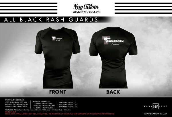 Transform All Black Custom Rash Guards Short Sleeves #1411 Cheap