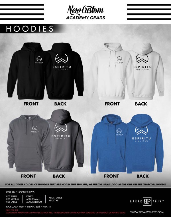 Espiritu Jiu Jitsu Academy Sweater Hoodie #1382 D For Sale