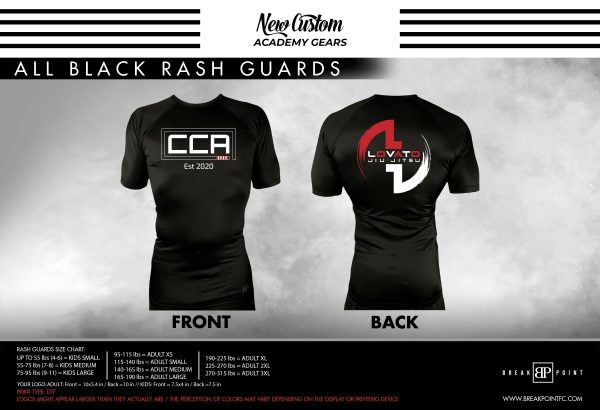 CCA Judo All Black Custom Rash Guards Short Sleeves #1026 B For Cheap