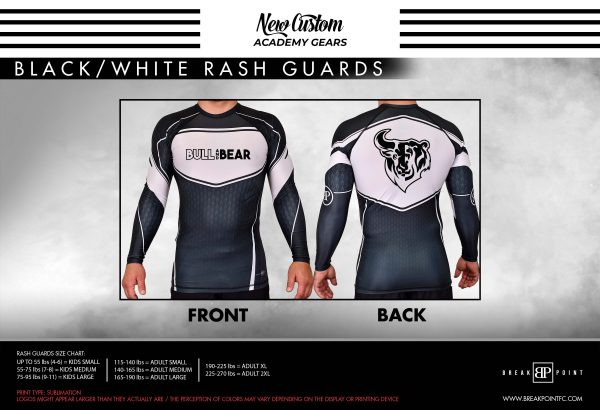 Bull and Bear Academy Rash Guards Black White #1394 Online Sale