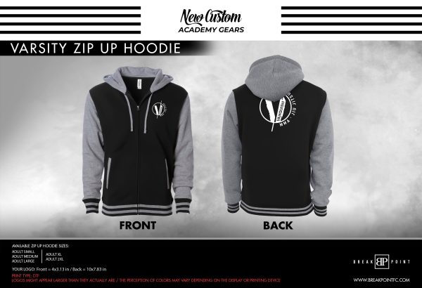 Vanquish MMA & Jiu Jitsu Academy Varsity Zip-Up Hoodies #1408 B For Sale