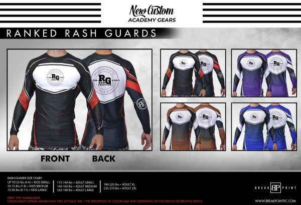 RGAcademy New Creation Academy Ranked Long Sleeve Rash Guards #1176 A Online