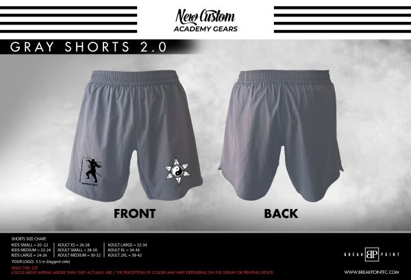 11th Dimension BJJ Custom Shorts Grey 2.0 #792 For Discount