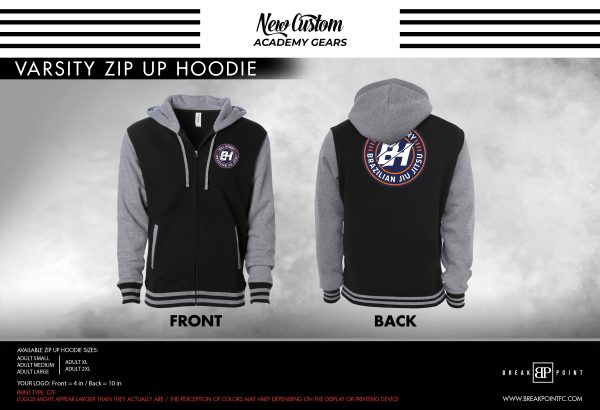 Bill Henry BJJ Academy Varsity Zip-Up Hoodie #1401 A Online Hot Sale