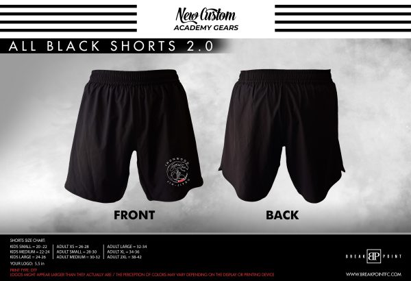 Iron Wood Jiu Jitsu All Black Custom Shorts 2.0 #1409 Online Sale