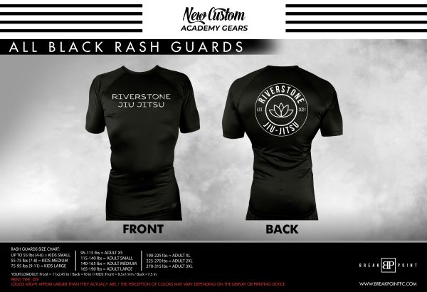 Riverstone Jiu-Jitsu All Black Custom Rash Guards Short Sleeves #1177 Online Hot Sale
