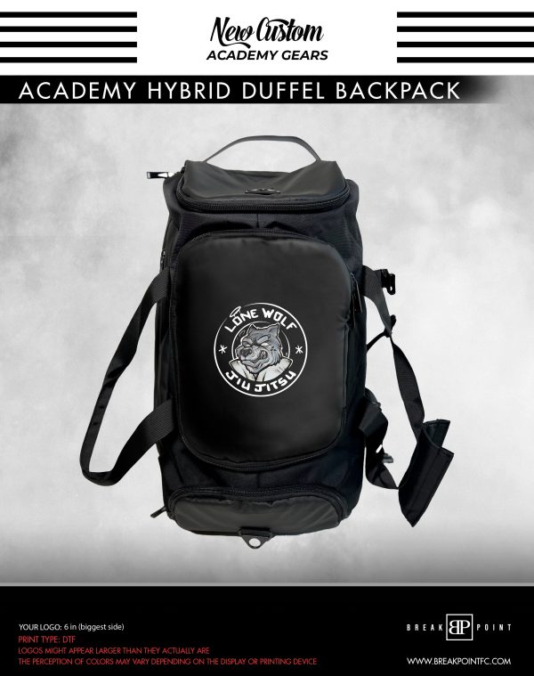 Lone Wolf Jiu Jitsu Academy Hybrid Duffel Backpack #332 F Online now
