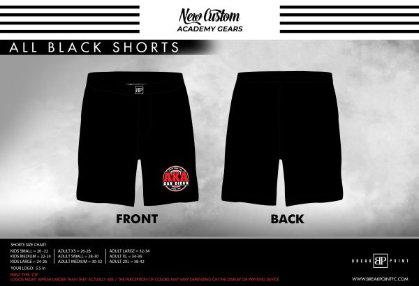 AKA San Diego All Black Custom Shorts #1404 on Sale
