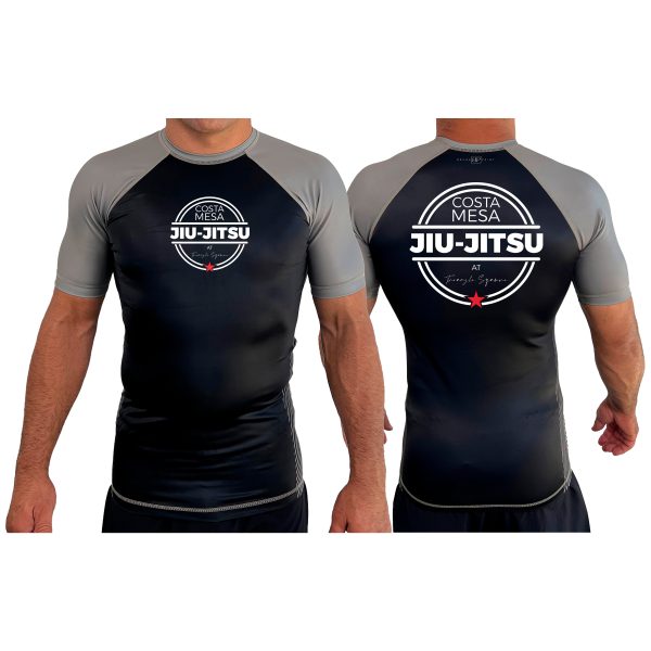 Costa Mesa Jiu Jitsu All Black Ranked KIDS Short Sleeve Rash Guards #8014 Cheap - Image 3