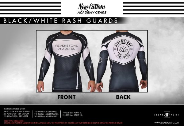 Riverstone Jiu-Jitsu Academy Rash Guards Black White #1177 Hot on Sale