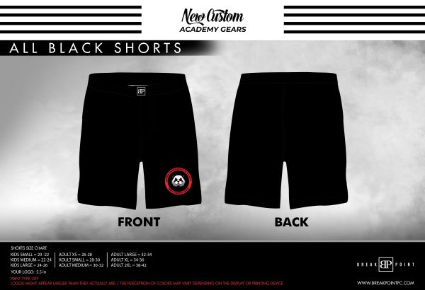 Carlson Gracie AK WH All Black Custom Shorts #411 B Sale