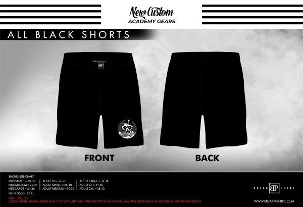 Black Tie BJJ Colorado All Black Custom Shorts #638 E Online now