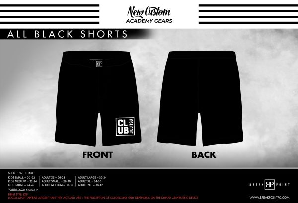 Club Jiu-Jitsu All Black Custom Shorts #1399 For Cheap