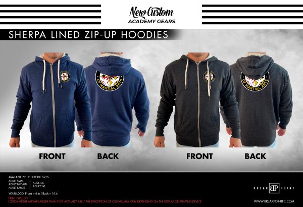 410 Academy of Martial Arts Academy Sherpa Lined Zip-Up Hoodie #1183 B Online Sale