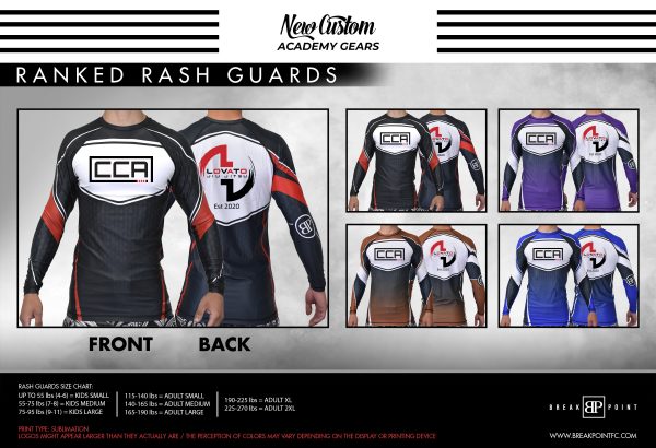 CCA Judo Academy Ranked Long Sleeve Rash Guards #1026 B Sale