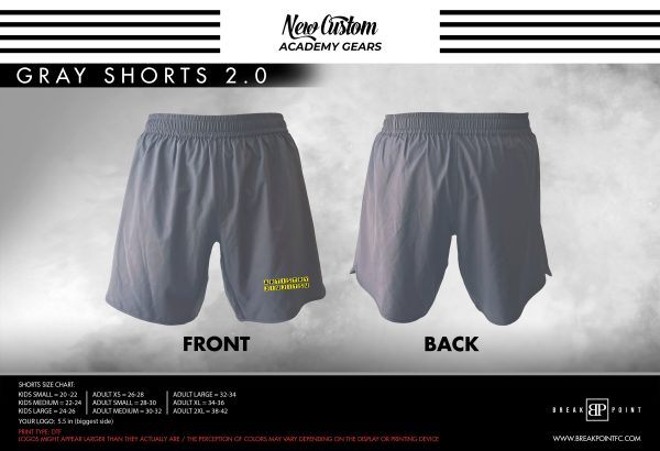 Artistry BJJ HTX Custom Shorts Grey 2.0 #941 B (Yellow Logo) on Sale