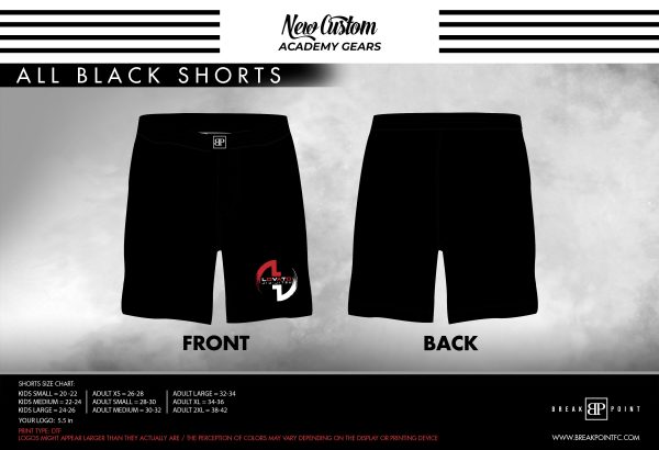 CCA Judo All Black Custom Shorts #1026 B For Sale