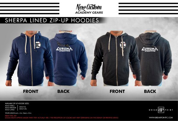 Team Curuma BJJ Academy Sherpa Lined Zip-Up Hoodie #1348 B For Cheap