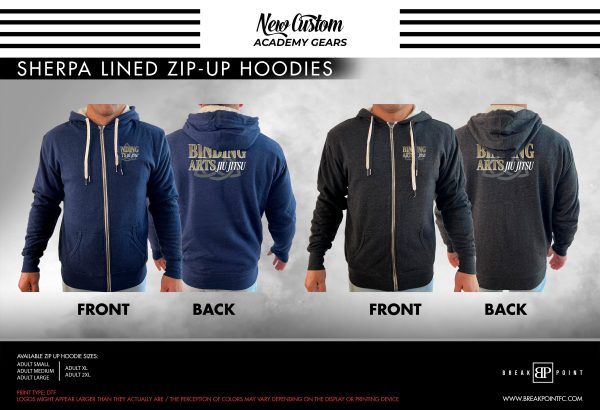 Binding Arts Jiu Jitsu Academy Sherpa Lined Zip-Up Hoodie #1081 B Discount