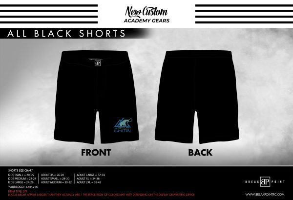 Mammoth Lakes Jiu Jitsu All Black Custom Shorts #447 For Sale