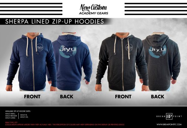 Jiyu Brazilian Jiujitsu and Fitness Academy Sherpa Lined Zip-Up Hoodie #534 B Sale