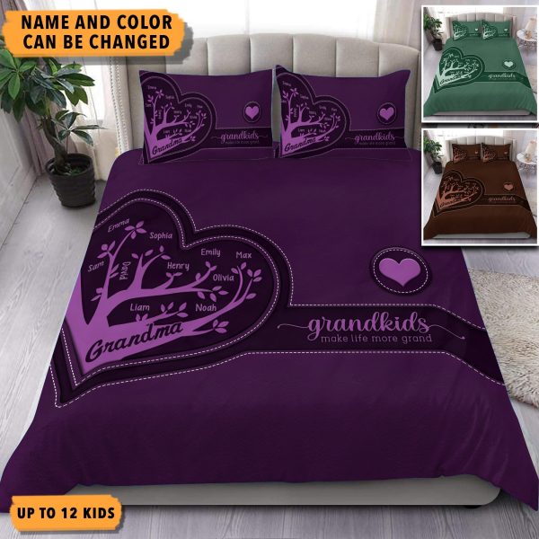 Family Tree With Name Grandma Personalized Bedding Set, Personalized Gift for Nana, Grandma, Grandmother, Grandparents - BD145PS02 For Sale - Image 2