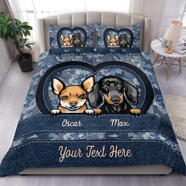 New Flower Denim Dog Personalized Bedding Set, Personalized Gift for Dog Lovers, Dog Dad, Dog Mom - BD143PS02 Online now