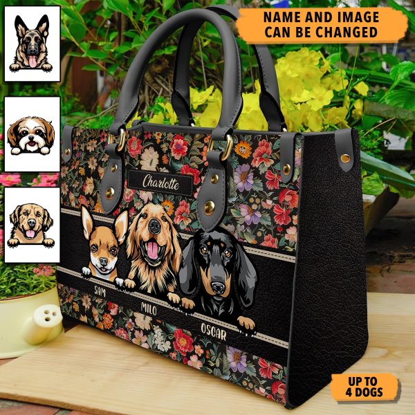 New Embroidery Flower Dog Personalized Lady Handbag, Personalized Gift for Dog Lovers, Dog Dad, Dog Mom - LD126PS02 For Sale - Image 2