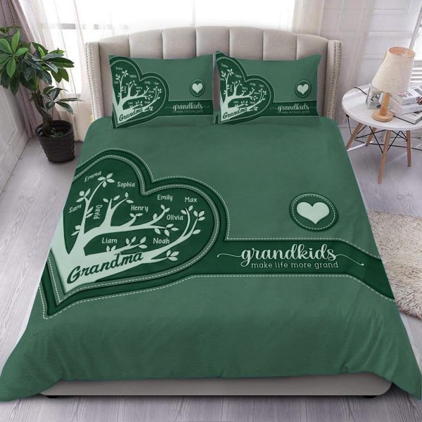 Family Tree With Name Grandma Personalized Bedding Set, Personalized Gift for Nana, Grandma, Grandmother, Grandparents - BD145PS02 For Sale