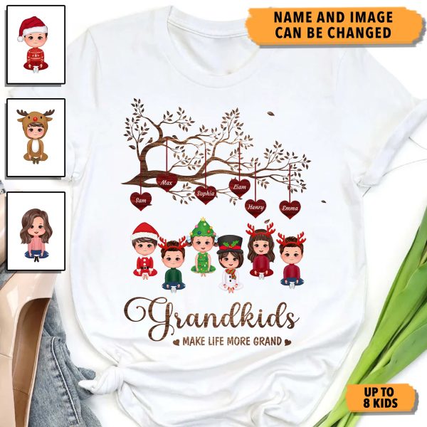 Grandkids Make Life More Grand Grandma Personalized Shirt, Christmas Gift for Nana, Grandma, Grandmother, Grandparents - TSC86PS02 Online Hot Sale - Image 2